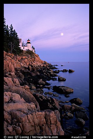 Bass Harbor lighthouse, sunset. Acadia National Park, Maine, USA.