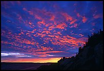 Sunset sky, Bass Harbor lighthouse. Acadia National Park, Maine, USA.