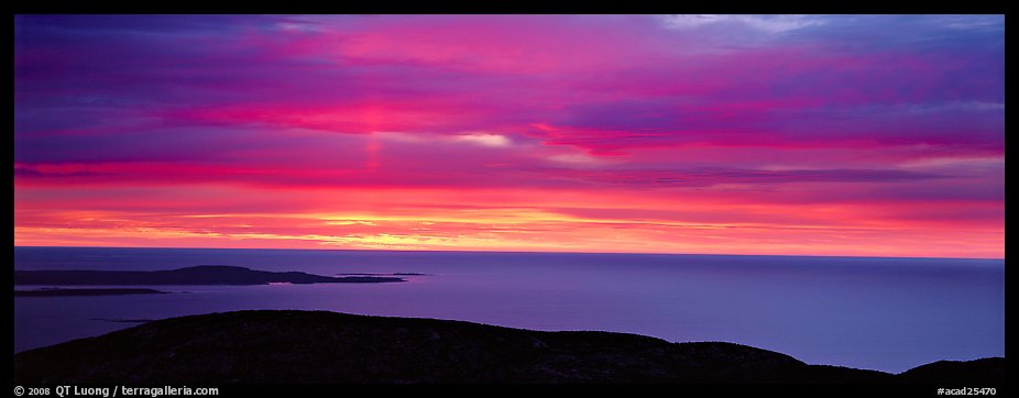 Red clouds over ocean at sunrise. Acadia National Park (color)
