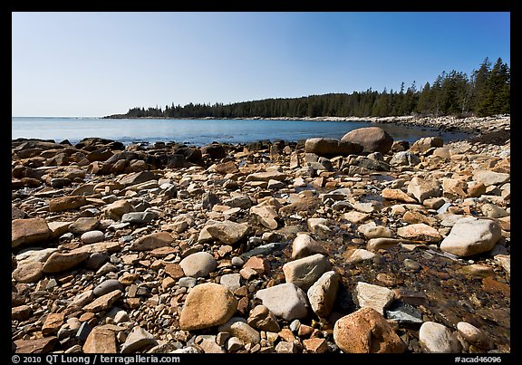 Stream on Barred Harbor beach, Isle Au Haut. Acadia National Park, Maine, USA.