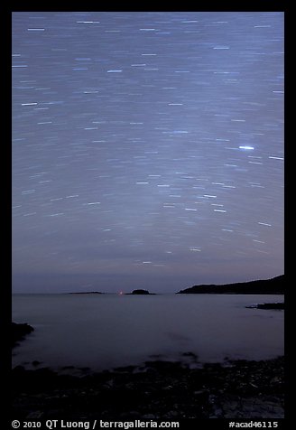 Night sky with star trails, Schoodic Peninsula. Acadia National Park (color)