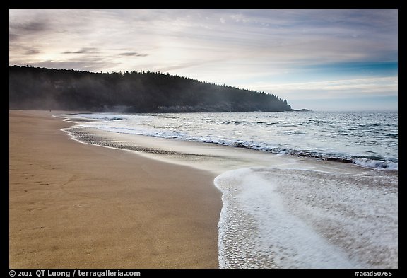 Deserted Sand Beach at dawn. Acadia National Park, Maine, USA.