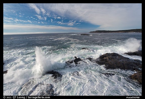 Surf breaking over rocks. Acadia National Park (color)