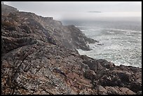 Coastline and offshore fog. Acadia National Park, Maine, USA.