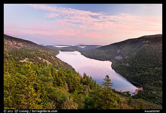 Hills, Jordan Pond, and sunset clouds. Acadia National Park (color)
