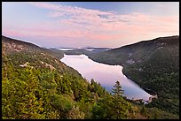 Hills, Jordan Pond, and sunset clouds. Acadia National Park, Maine, USA.