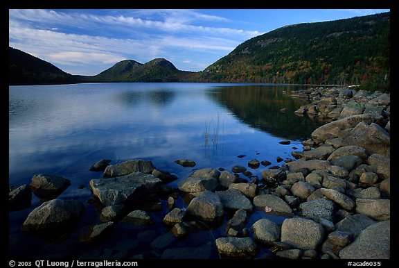 Rocks, Jordan Pond and the Bubbles. Acadia National Park (color)