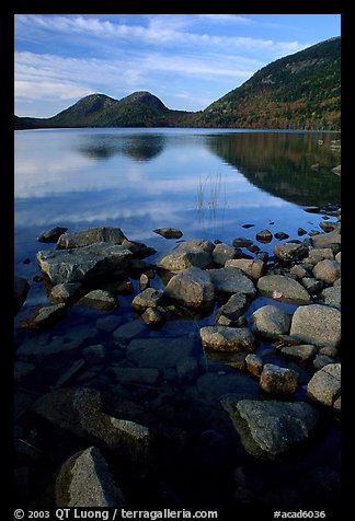Jordan Pond and the hills named the Bubbles. Acadia National Park, Maine, USA.