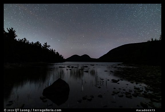 Jordan Pond and Bubbles at night. Acadia National Park (color)