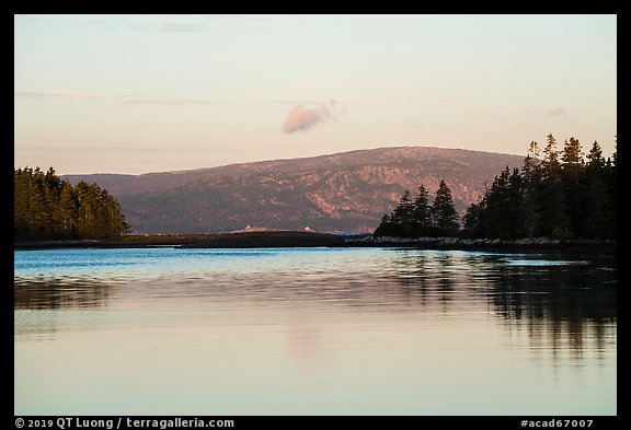 Mount Cadillac at sunrise from Schoodic Peninsula. Acadia National Park (color)