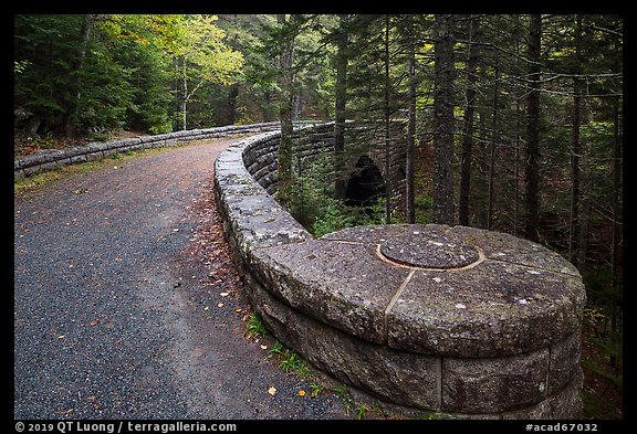 Carriage road over Hemlock Bridge. Acadia National Park, Maine, USA.