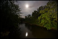 Cuyahoga River and moon at night. Cuyahoga Valley National Park ( color)