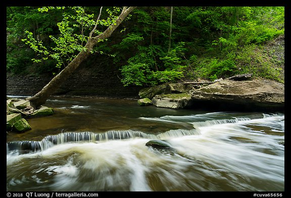 Tinkers Creek cascade, low flow, Bedford Reservation. Cuyahoga Valley National Park (color)