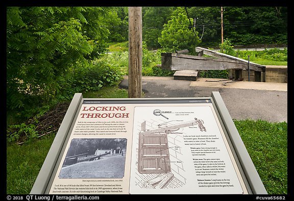 Lock interpretive sign. Cuyahoga Valley National Park, Ohio, USA.