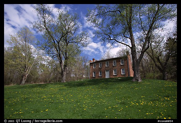 Frazee house with spring wildflowers. Cuyahoga Valley National Park (color)
