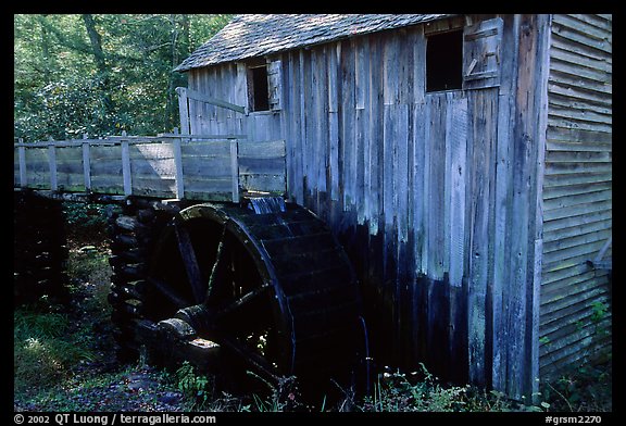 Water-powered gristmill, Cades Cove, Tennessee. Great Smoky Mountains National Park (color)
