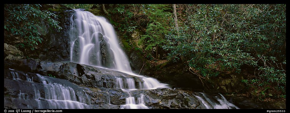 Waterfall in decidous forest. Great Smoky Mountains National Park, USA.