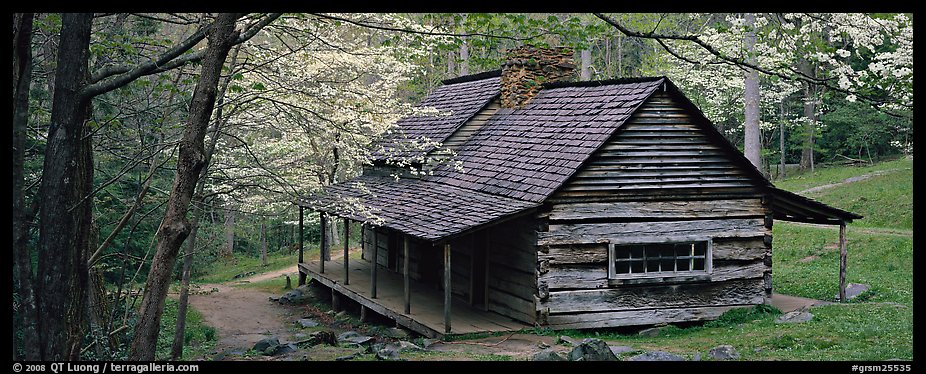 Pioneer cabin in the spring. Great Smoky Mountains National Park (color)