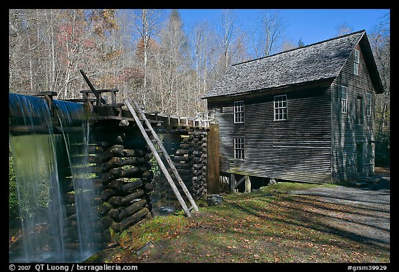 Millrace carrying water to Mingus Mill, North Carolina. Great Smoky Mountains National Park (color)