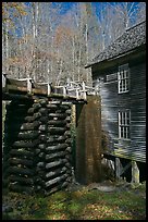 Millrace and Mingus grist mill, North Carolina. Great Smoky Mountains National Park, USA.