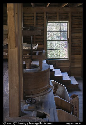Main room of Mingus Mill, North Carolina. Great Smoky Mountains National Park, USA.