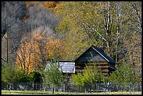 Historic log building, Mountain Farm Museum, North Carolina. Great Smoky Mountains National Park, USA. (color)