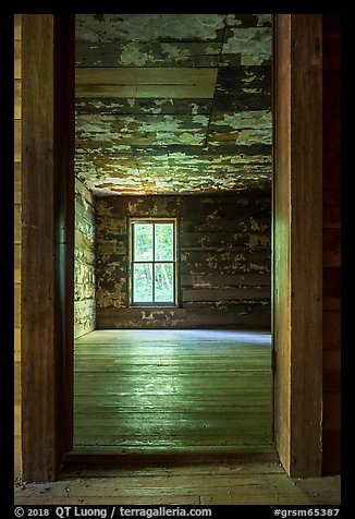Empty room, Caldwell House, Cataloochee, North Carolina. Great Smoky Mountains National Park, USA.
