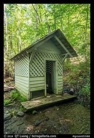 Laundry shack over stream, Caldwell House, Cataloochee, North Carolina. Great Smoky Mountains National Park, USA.