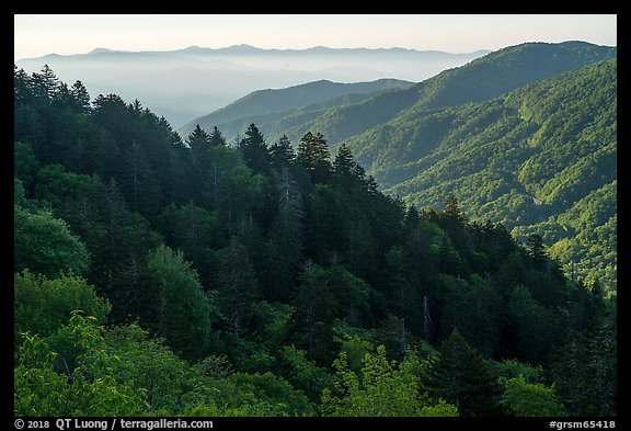 Ridges from Newfound Gap, North Carolina. Great Smoky Mountains National Park, USA.