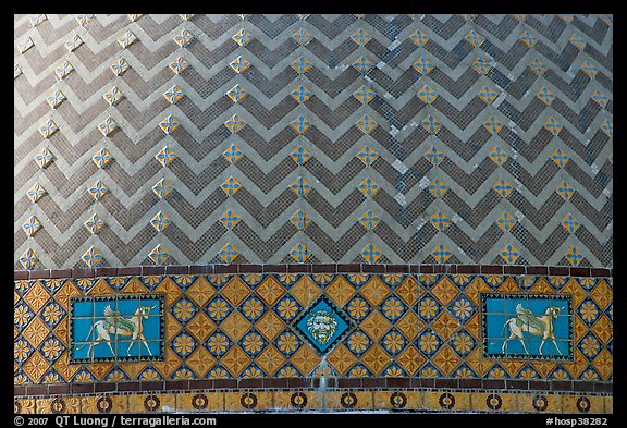 Detail of tiled dome of Quapaw Baths. Hot Springs National Park (color)