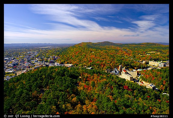 View over Hot Springs Mountain and West Mountain in the fall. Hot Springs National Park (color)