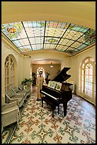 Music room with ceiling of art glass. Hot Springs National Park, Arkansas, USA. (color)