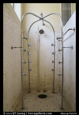 Pressure shower, Fordyce Bathhouse. Hot Springs National Park, Arkansas, USA.