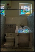 Steam cabinet and stained glass, Fordyce Bathhouse. Hot Springs National Park ( color)