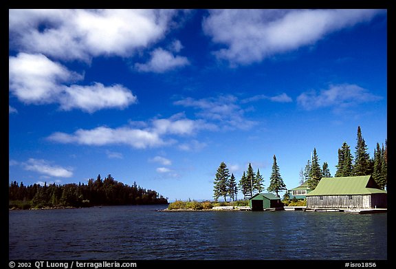 Private fishermen's residences. Isle Royale National Park, Michigan, USA.