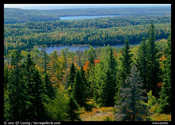 Lakes and forest from Mt Ojibway. Isle Royale National Park (color)