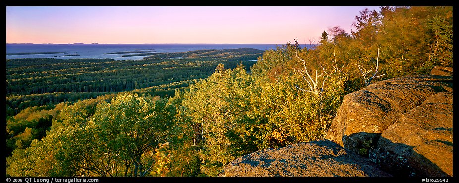 Rocky bluff overlooking island with Lake Superior in the distance. Isle Royale National Park (color)