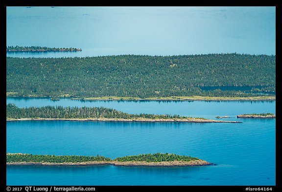 Aerial View of Raspberry Island, Bat Island, and Scoville Point. Isle Royale National Park (color)