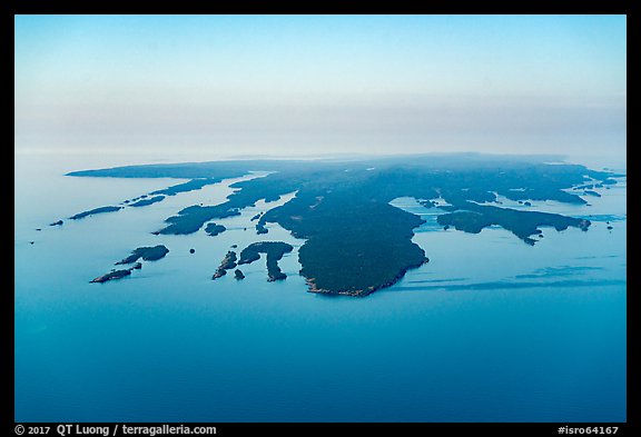 Aerial View of Isle Royale with aligned ridges. Isle Royale National Park (color)