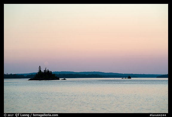 Islets, Rock Harbor, sunset. Isle Royale National Park, Michigan, USA.