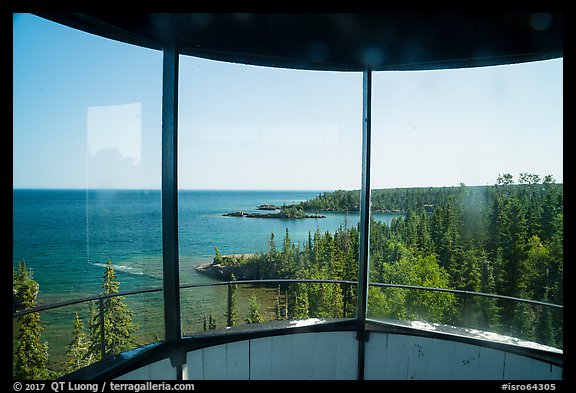 View from inside top of Rock Harbor Lighthouse. Isle Royale National Park (color)