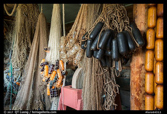 Fishing nets in Net House, Pete Edisen Fishery. Isle Royale National Park (color)