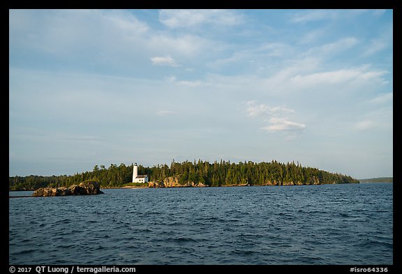 Distant view of Rock Harbor Lighthouse. Isle Royale National Park (color)