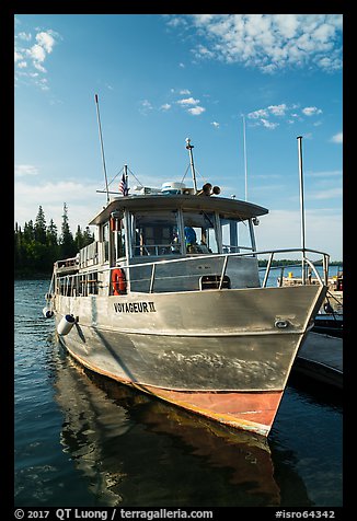 Voyageur II ferry moored at Rock Harbor. Isle Royale National Park (color)