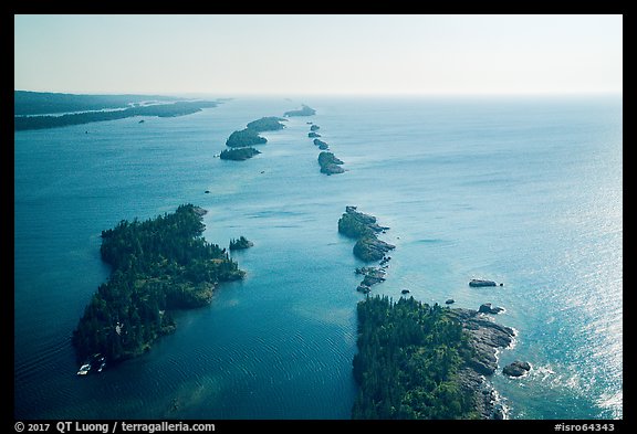 Aerial view of outer islands. Isle Royale National Park, Michigan, USA.