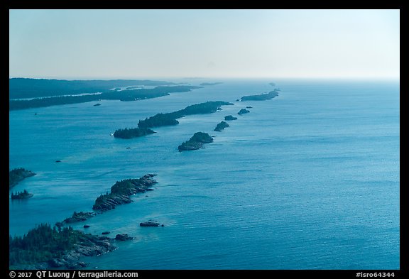 Aerial view of outer island archipelago. Isle Royale National Park, Michigan, USA.