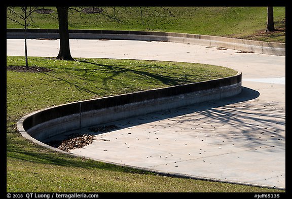 Curves of drained North Pond. Gateway Arch National Park (color)