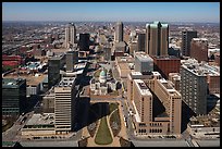 Dowtown St Louis, and Old Courthouse from top of Arch. Gateway Arch National Park ( color)