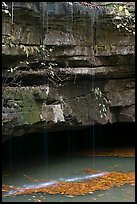 Water drips over limestone ledges and Styx. Mammoth Cave National Park, Kentucky, USA.