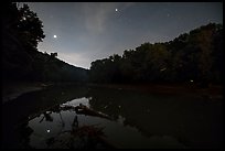 Green River, stars and fireflies at night, Houchin Ferry. Mammoth Cave National Park ( color)